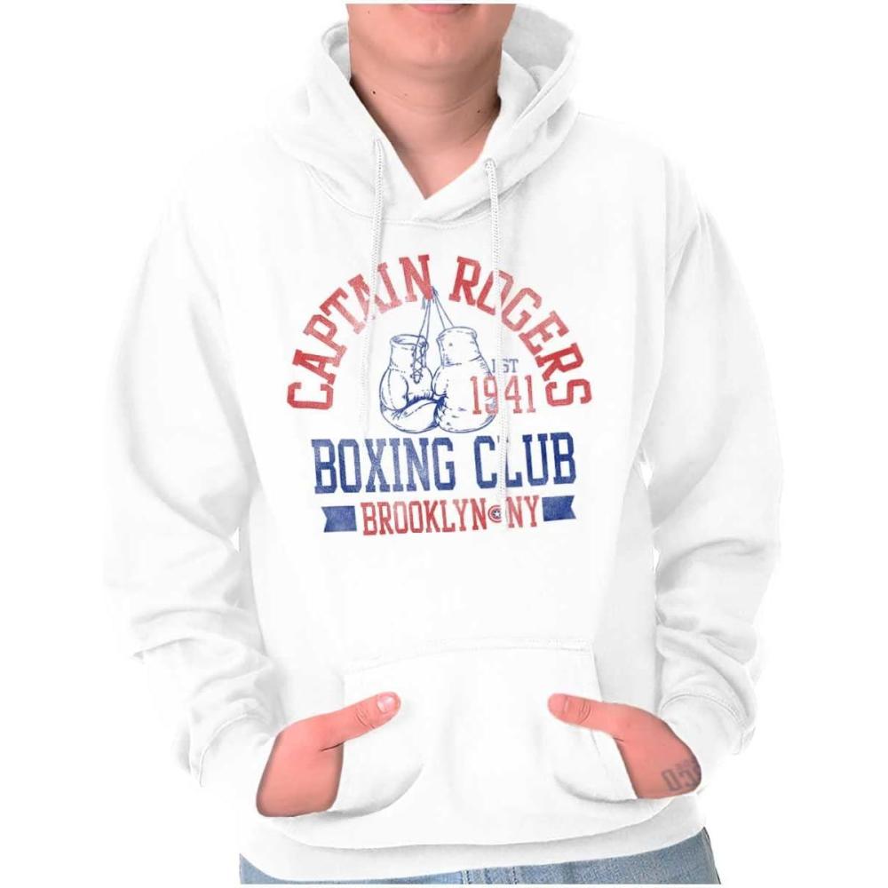imageBrisco Brands Captain Rogers 1941 Boxing Club NY Hoodie Sweatshirt Women MenWhite