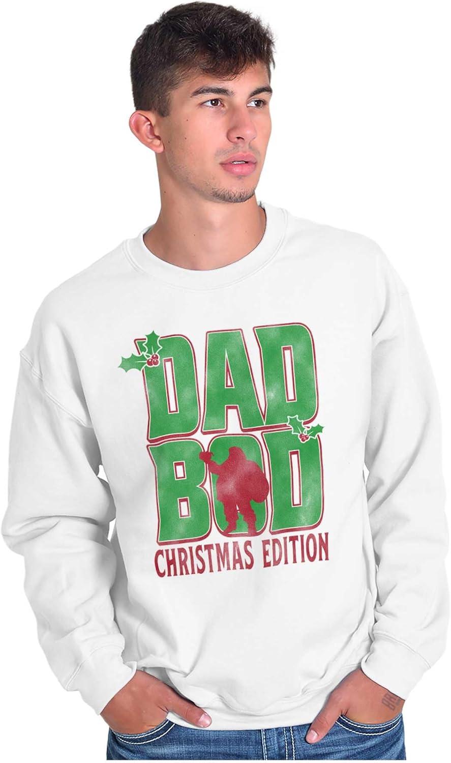 imageBrisco Brands Funny Dad Bod Christmas Edition Mens Crewneck SweatshirtWhite
