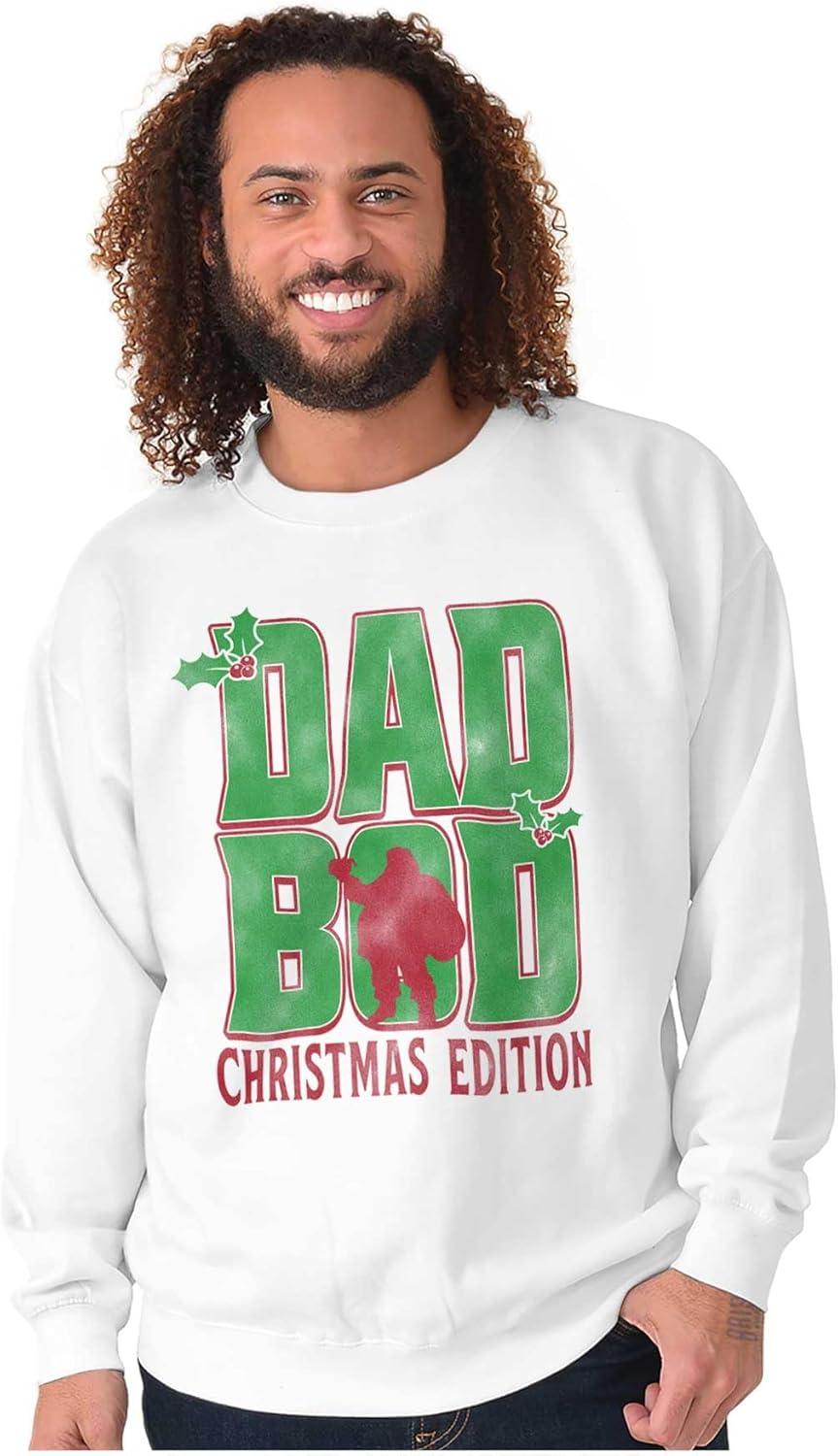 imageBrisco Brands Funny Dad Bod Christmas Edition Mens Crewneck SweatshirtWhite