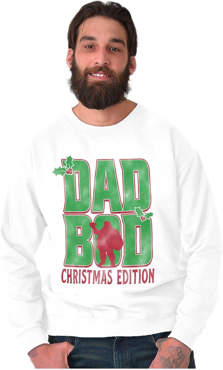 imageBrisco Brands Funny Dad Bod Christmas Edition Mens Crewneck SweatshirtWhite