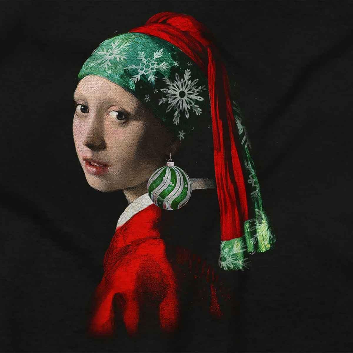 imageChristmas Pearl Ornament Earring Art Graphic T Shirt Men or WomenBlack