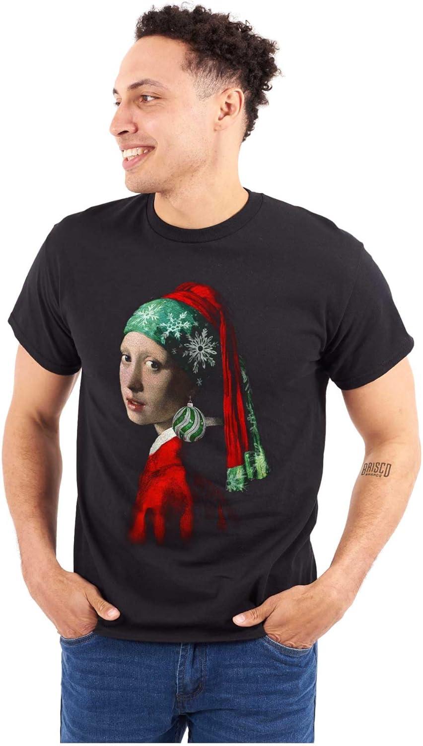 imageChristmas Pearl Ornament Earring Art Graphic T Shirt Men or WomenBlack