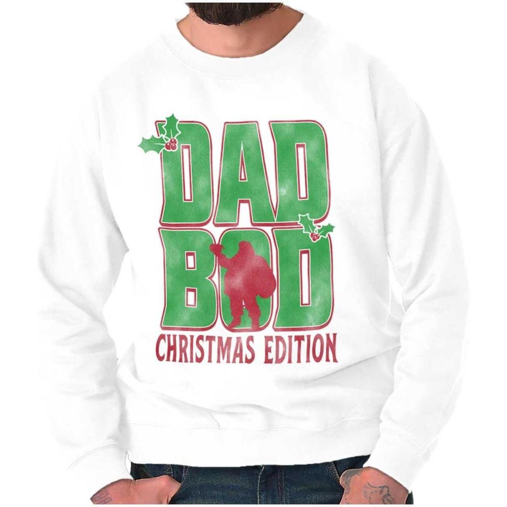 imageBrisco Brands Funny Dad Bod Christmas Edition Mens Crewneck SweatshirtWhite