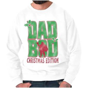 Brisco Brands Funny Dad Bod Christmas Edition Men’s Crewneck Sweatshirt(White)