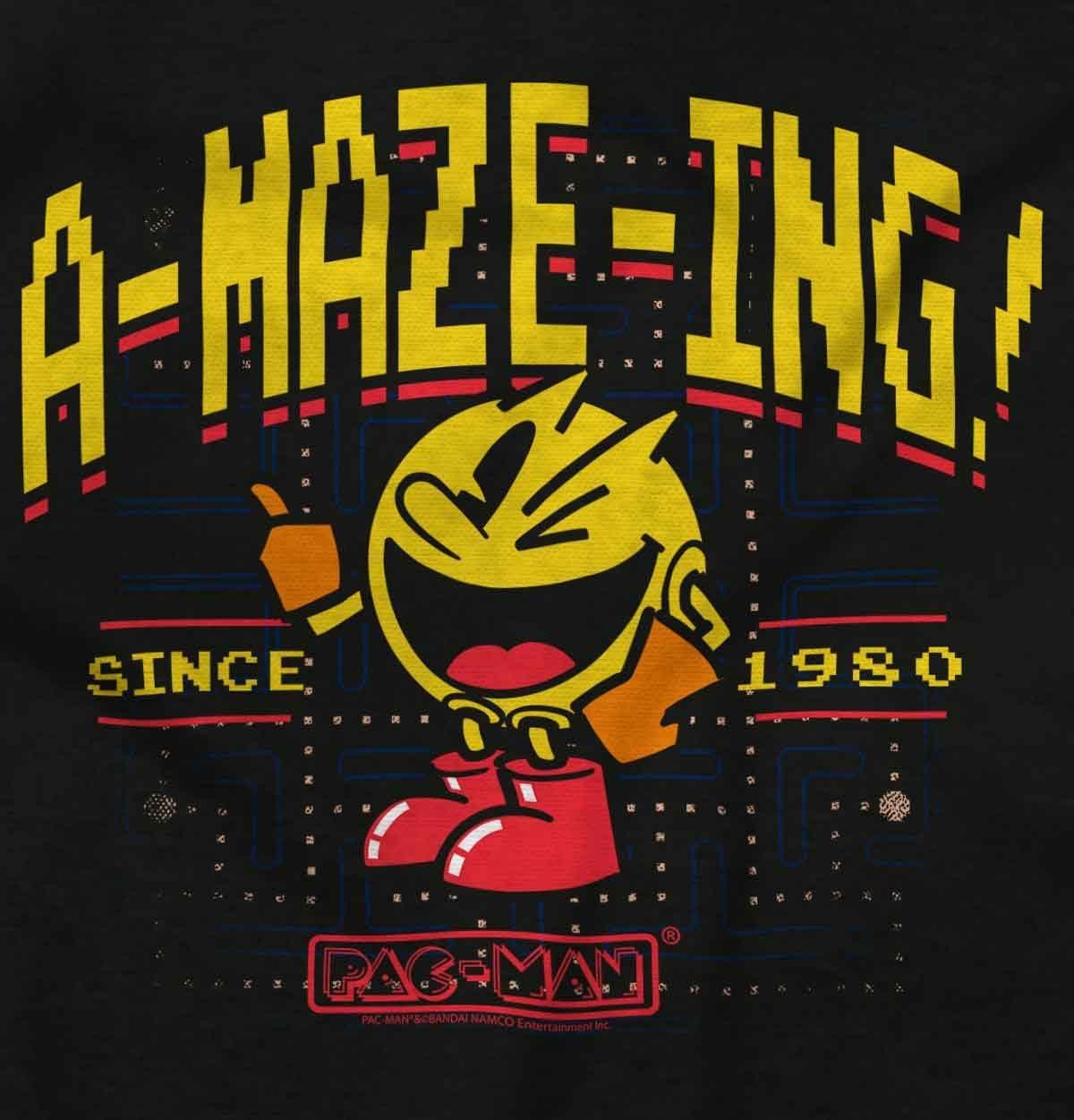 image1980 Arcade Game Pacman AMazeIng Crewneck T Shirts Boy GirlBlack