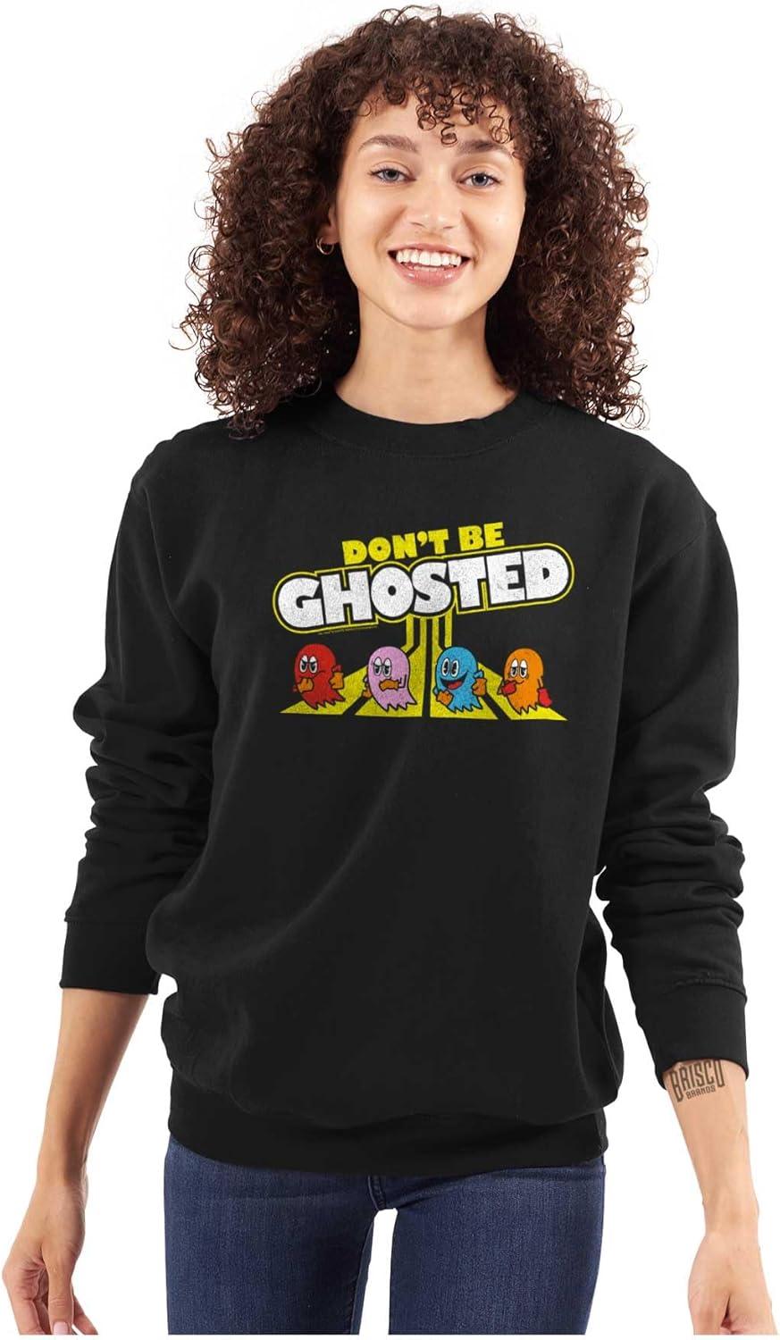 imageBrisco Brands PACMAN Dont Be Ghosted Dating Joke Sweatshirt for Men or WomenBlack