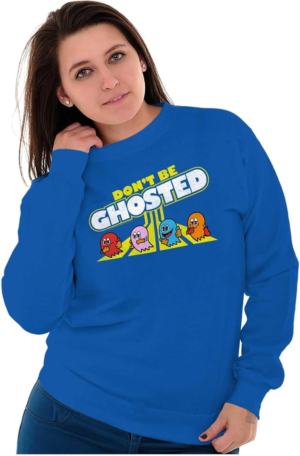 imageBrisco Brands PACMAN Dont Be Ghosted Dating Joke Sweatshirt for Men or WomenRoyal