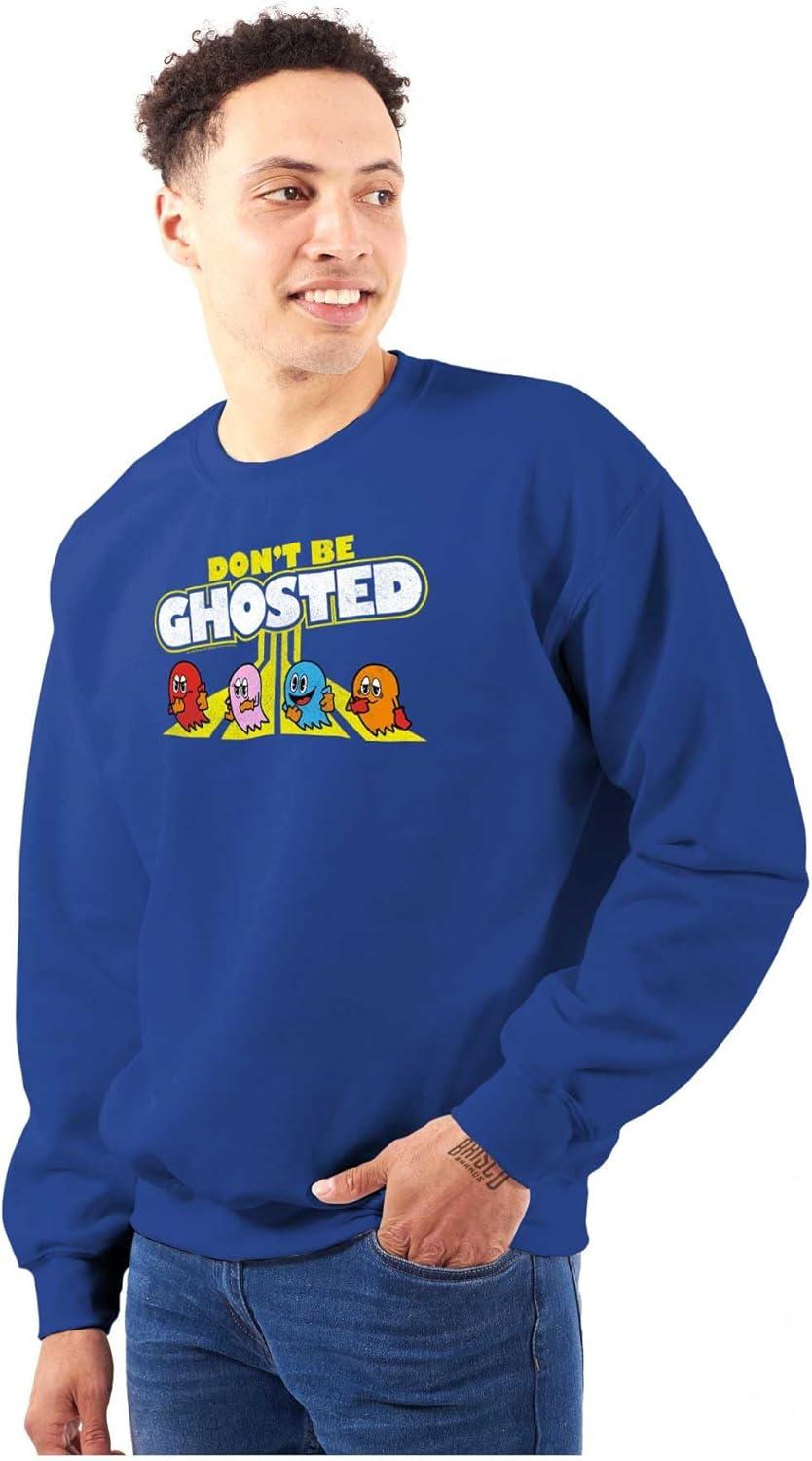 imageBrisco Brands PACMAN Dont Be Ghosted Dating Joke Sweatshirt for Men or WomenRoyal