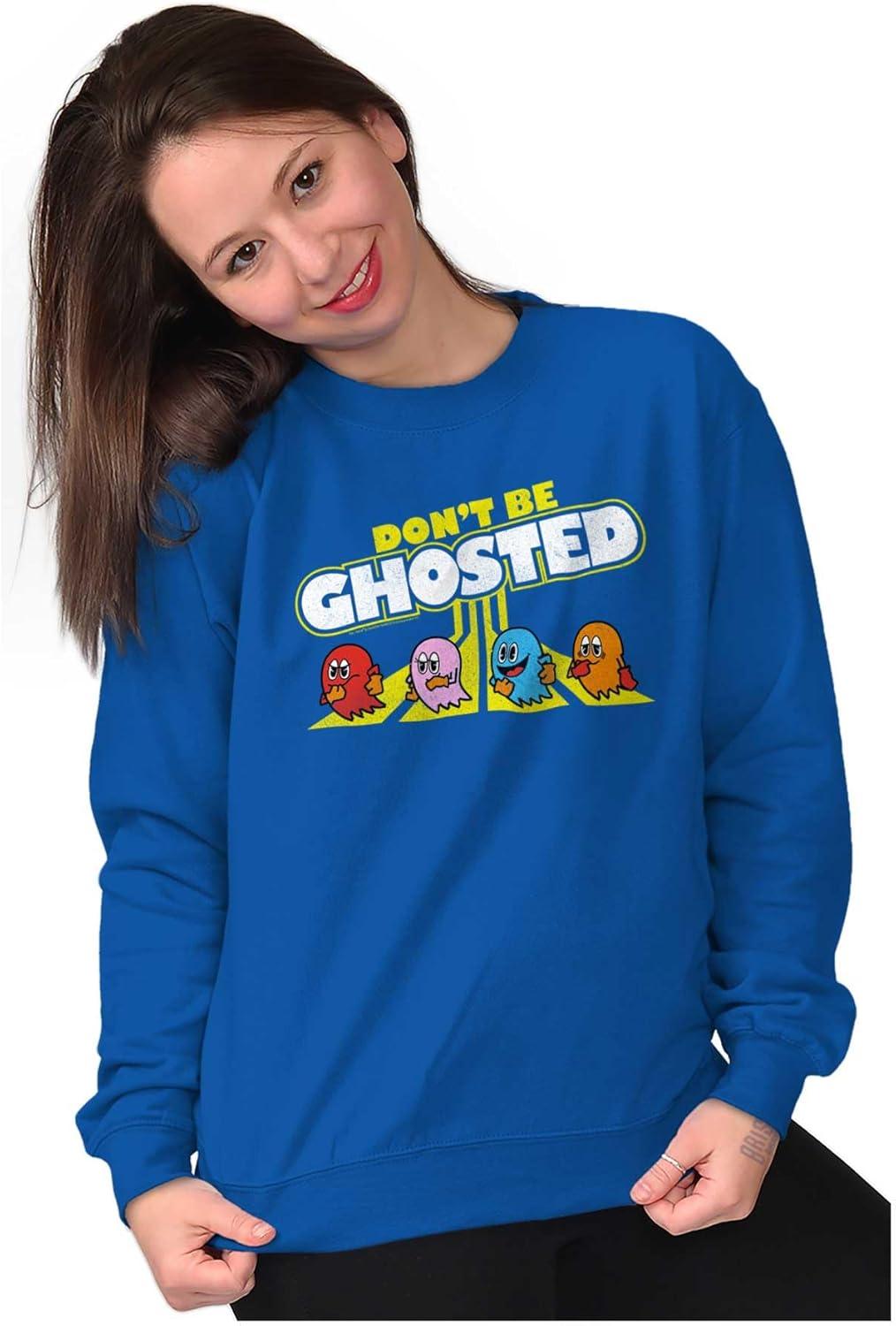 imageBrisco Brands PACMAN Dont Be Ghosted Dating Joke Sweatshirt for Men or WomenRoyal