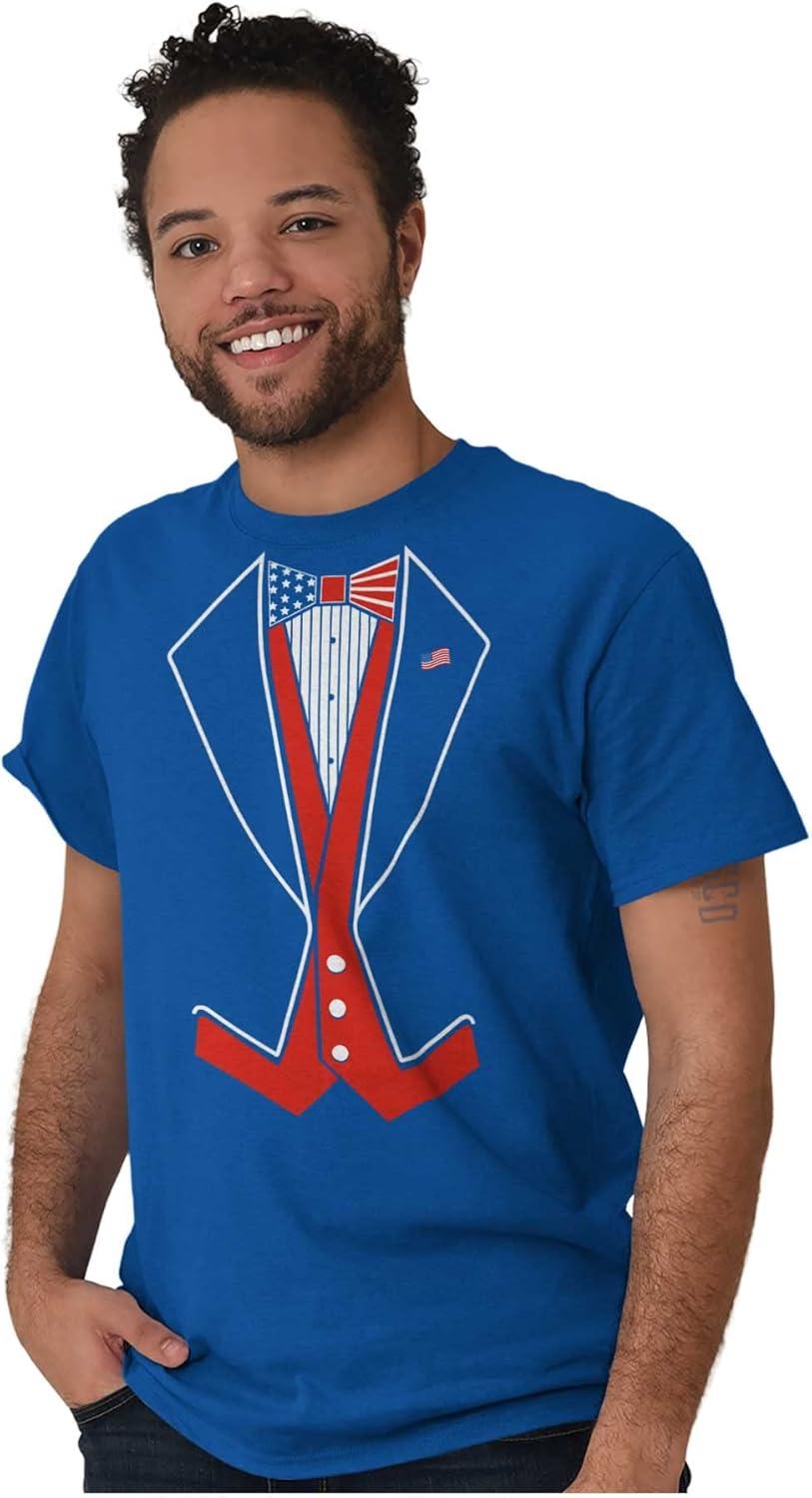 imageBrisco Brands Patriotic American Flag Print Tuxedo Mens Graphic T Shirt TeesRoyal