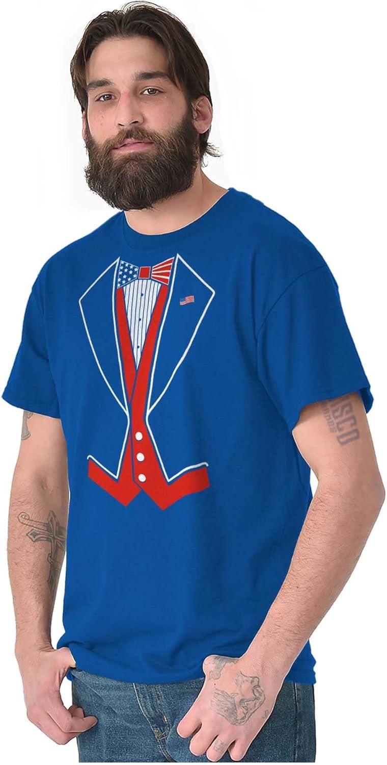 imageBrisco Brands Patriotic American Flag Print Tuxedo Mens Graphic T Shirt TeesRoyal