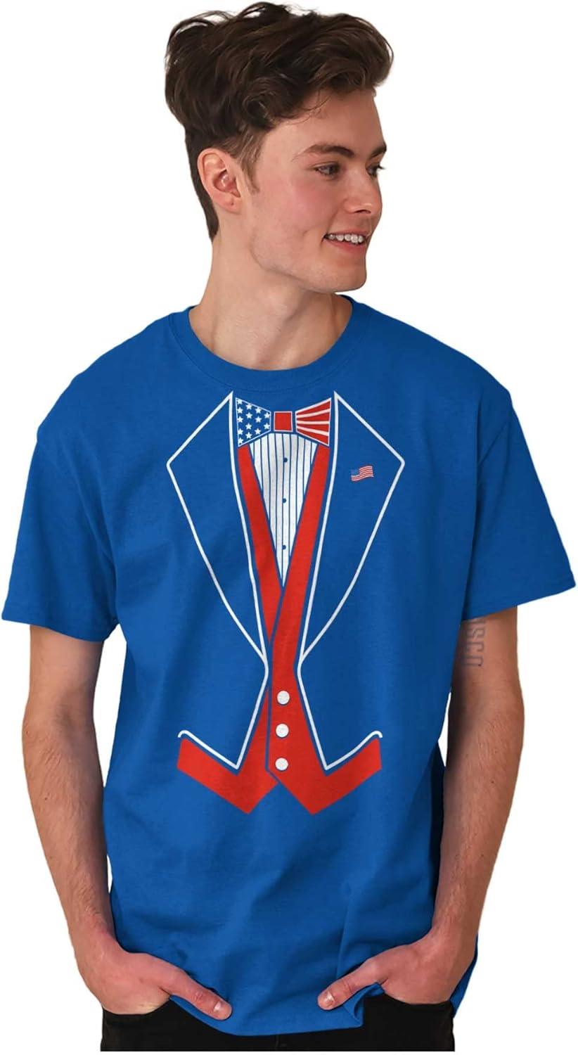 imageBrisco Brands Patriotic American Flag Print Tuxedo Mens Graphic T Shirt TeesRoyal