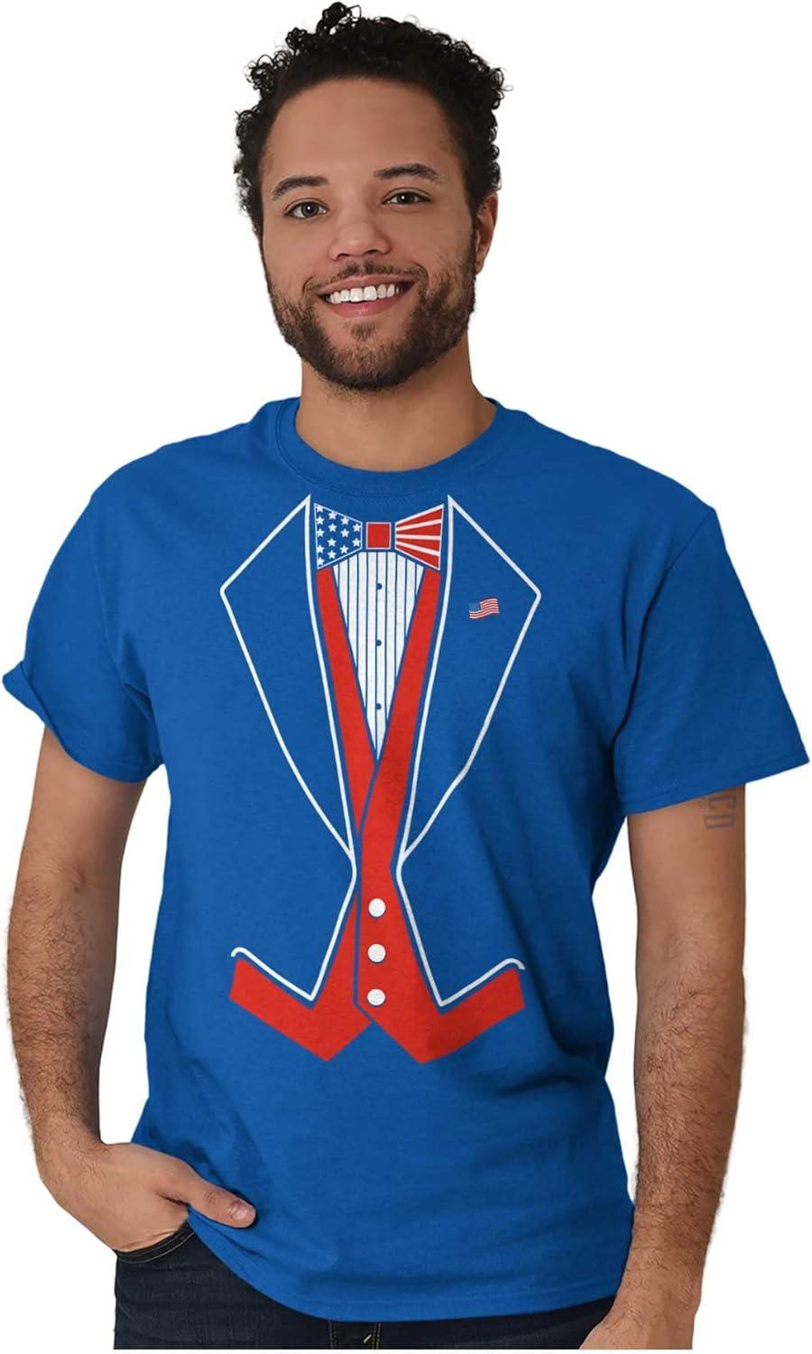 imageBrisco Brands Patriotic American Flag Print Tuxedo Mens Graphic T Shirt TeesRoyal