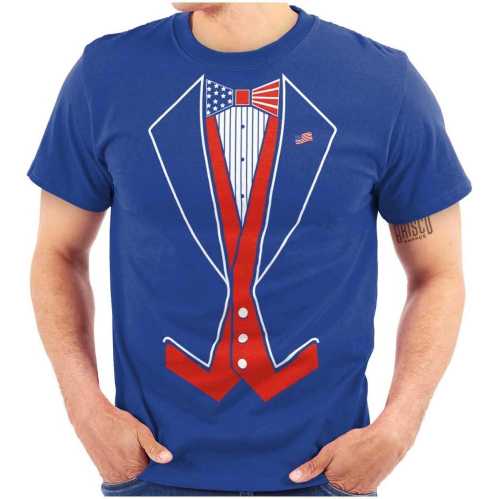 imageBrisco Brands Patriotic American Flag Print Tuxedo Mens Graphic T Shirt TeesRoyal