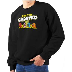 Brisco Brands PACMAN Don’t Be Ghosted Dating Joke Sweatshirt for Men or Women(Black)