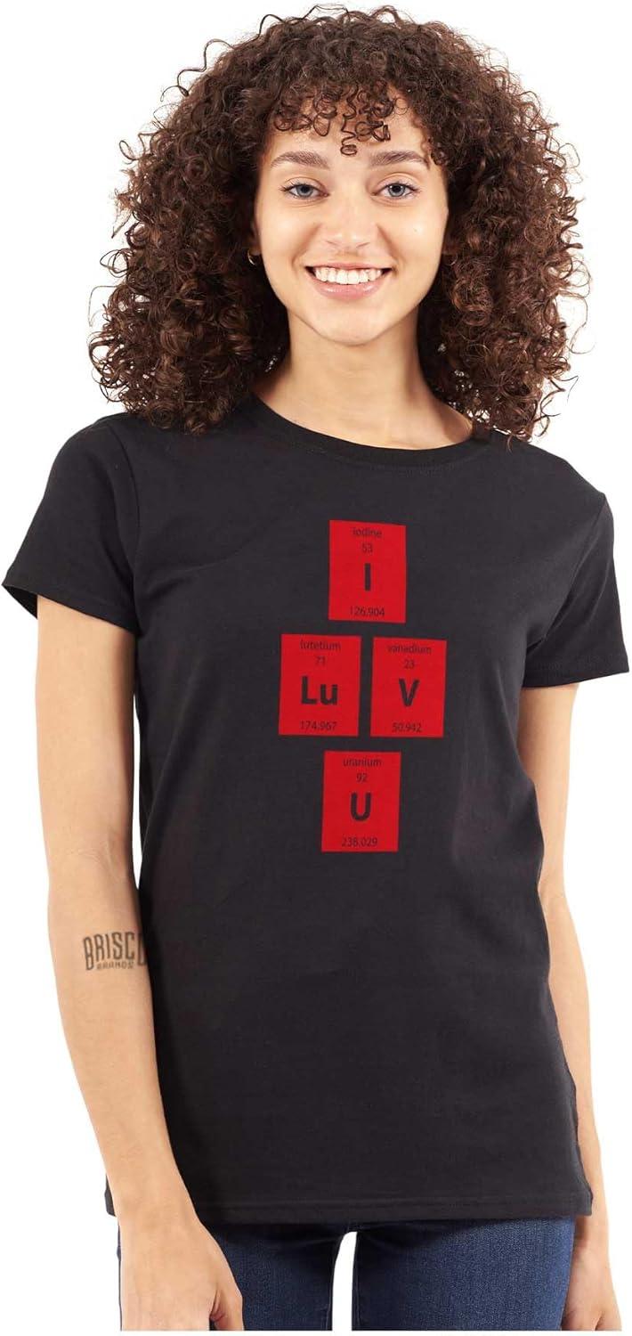 imageI Love You Periodic Table Chemistry Womens Slim Fit Graphic TeeBlack