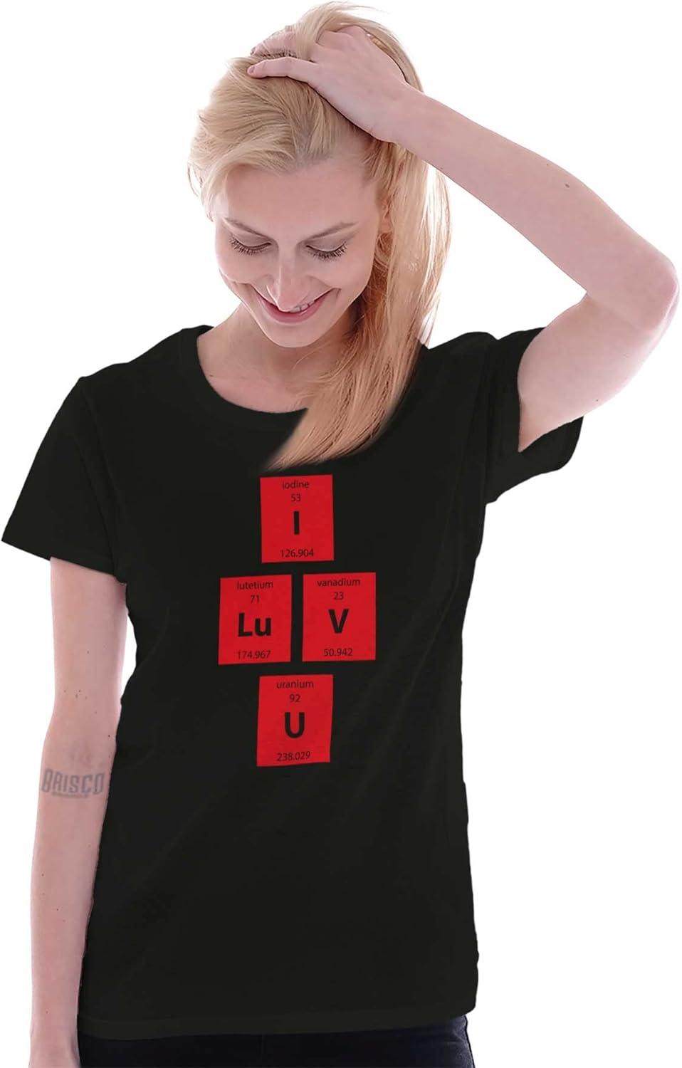 imageI Love You Periodic Table Chemistry Womens Slim Fit Graphic TeeBlack