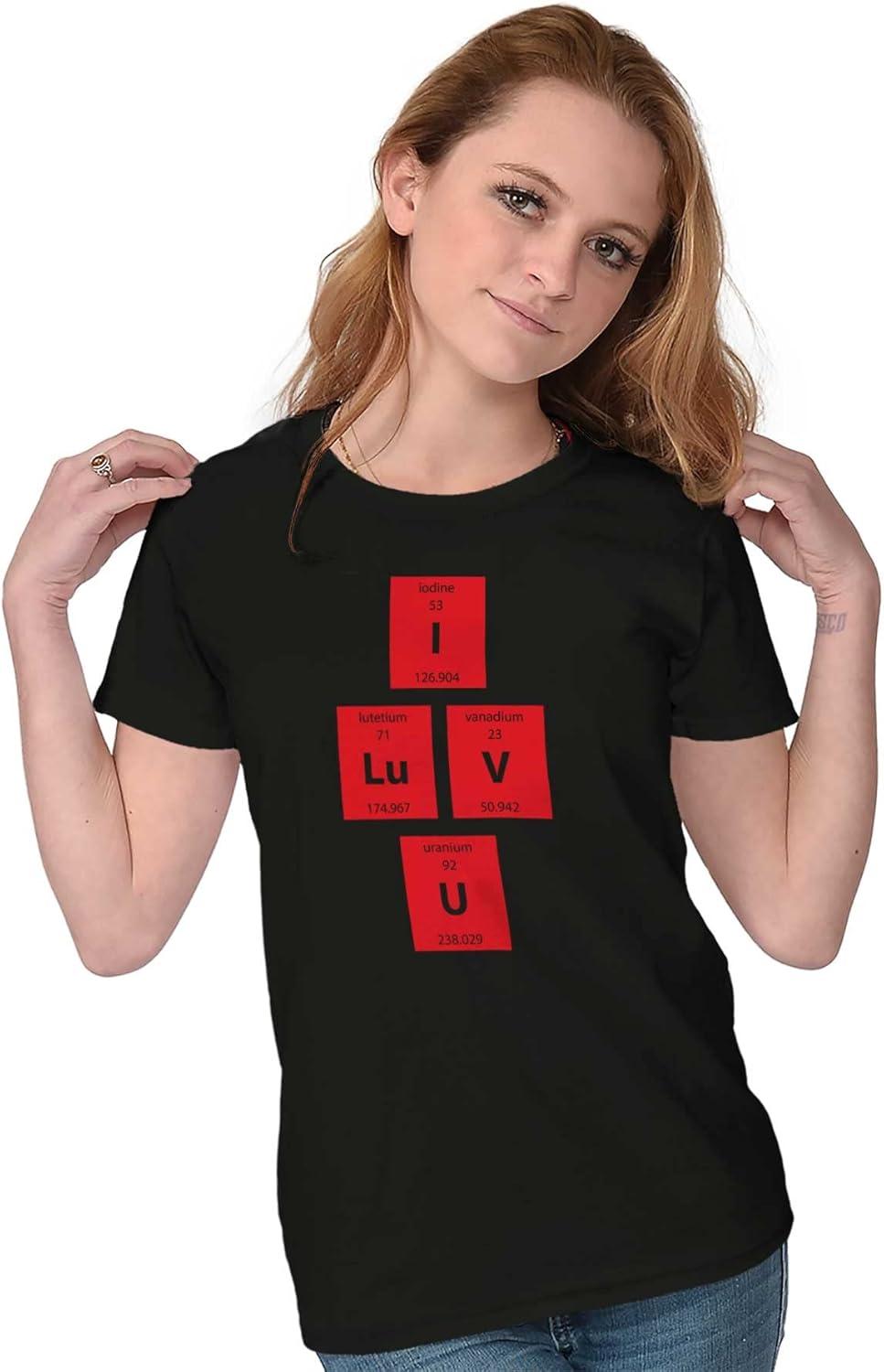 imageI Love You Periodic Table Chemistry Womens Slim Fit Graphic TeeBlack