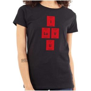 I Love You Periodic Table Chemistry Womens Slim Fit Graphic Tee(Black)