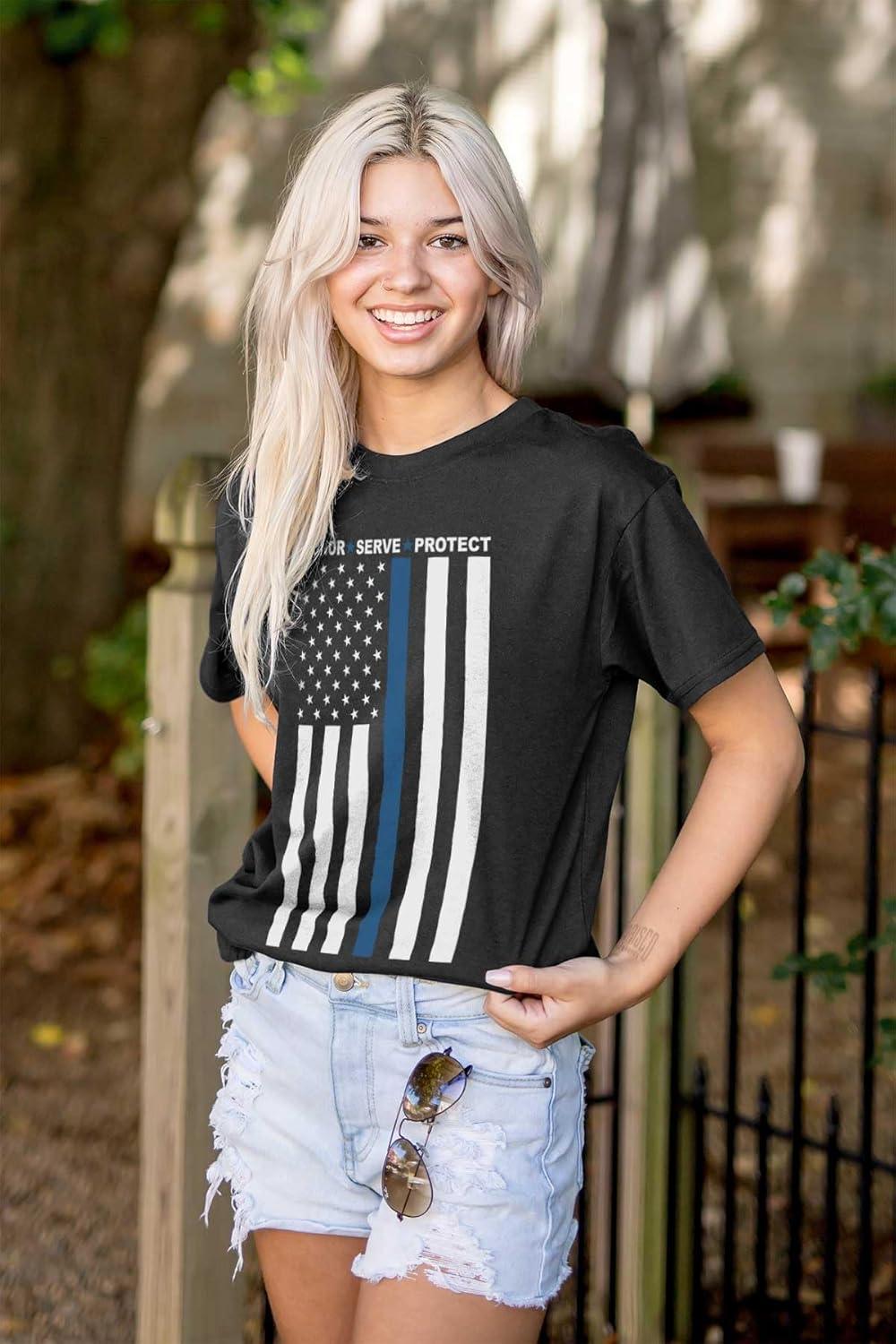 imageBrisco Brands Heroes Wear Blue Police Supporter Graphic T Shirt Men or WomenBlack