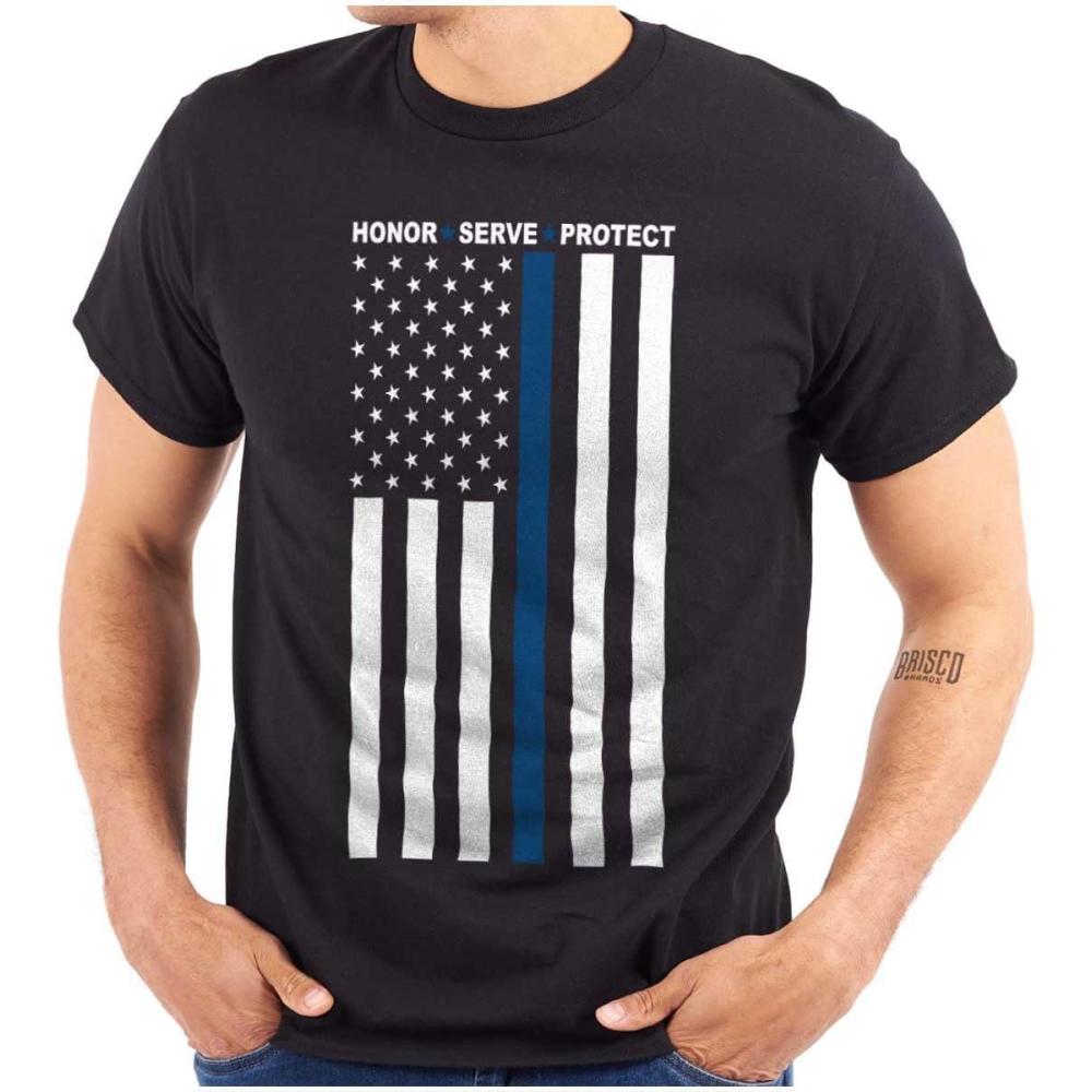 imageBrisco Brands Heroes Wear Blue Police Supporter Graphic T Shirt Men or WomenBlack