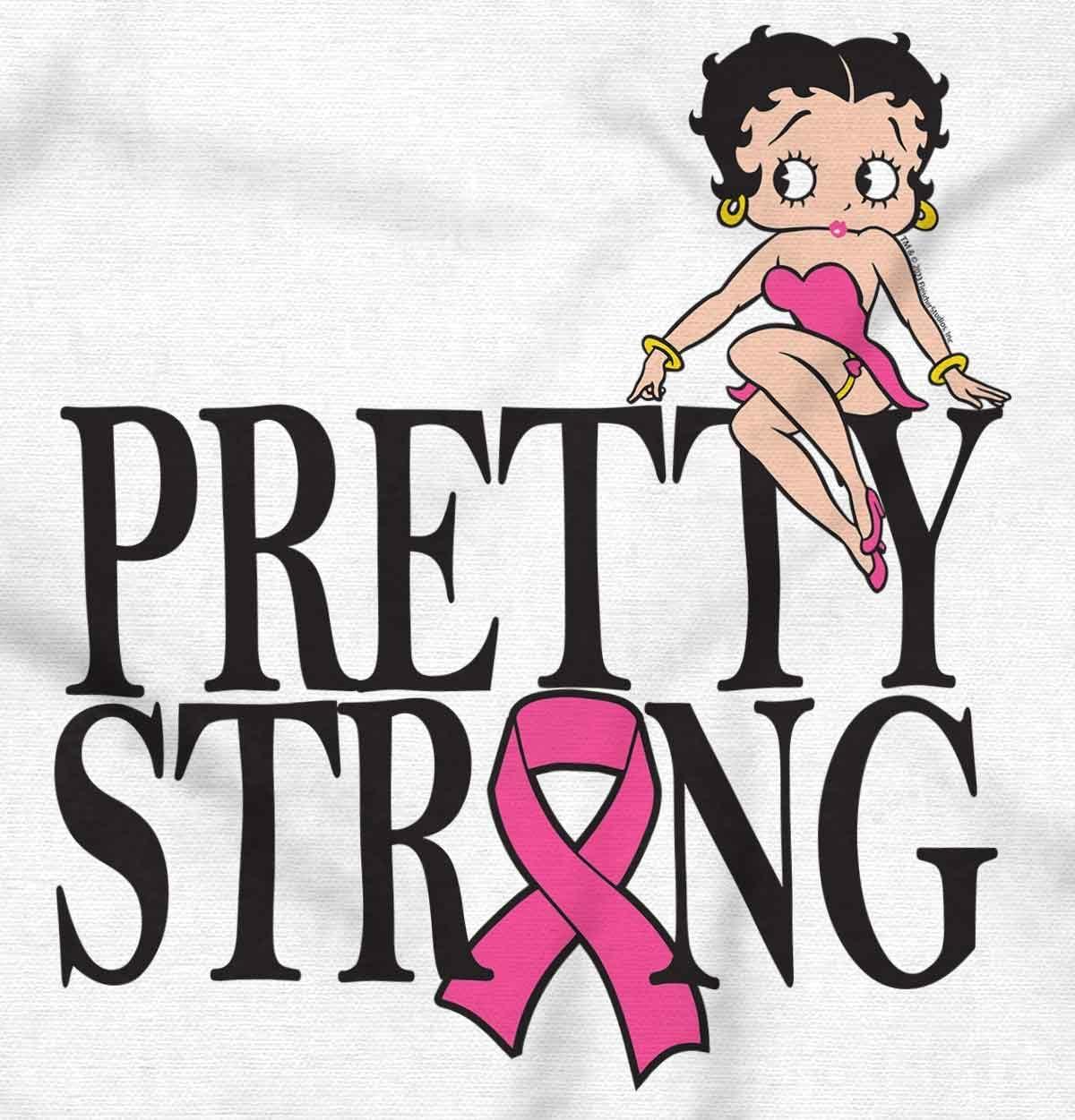 imageBrisco Brands Breast Cancer Betty Pretty Strong Womens Slim Fit Graphic TeeWhite