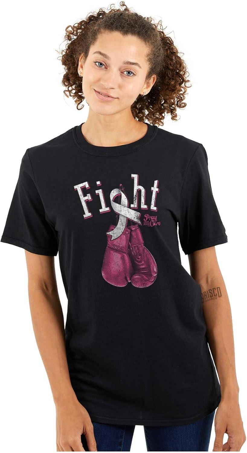 imageFight Boxing Breast Cancer Warrior Womens Graphic T Shirt TeesBlack