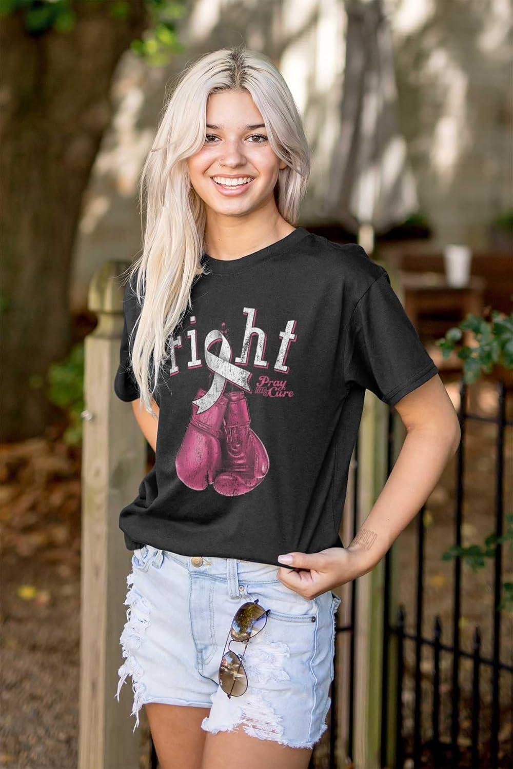 imageFight Boxing Breast Cancer Warrior Womens Graphic T Shirt TeesBlack