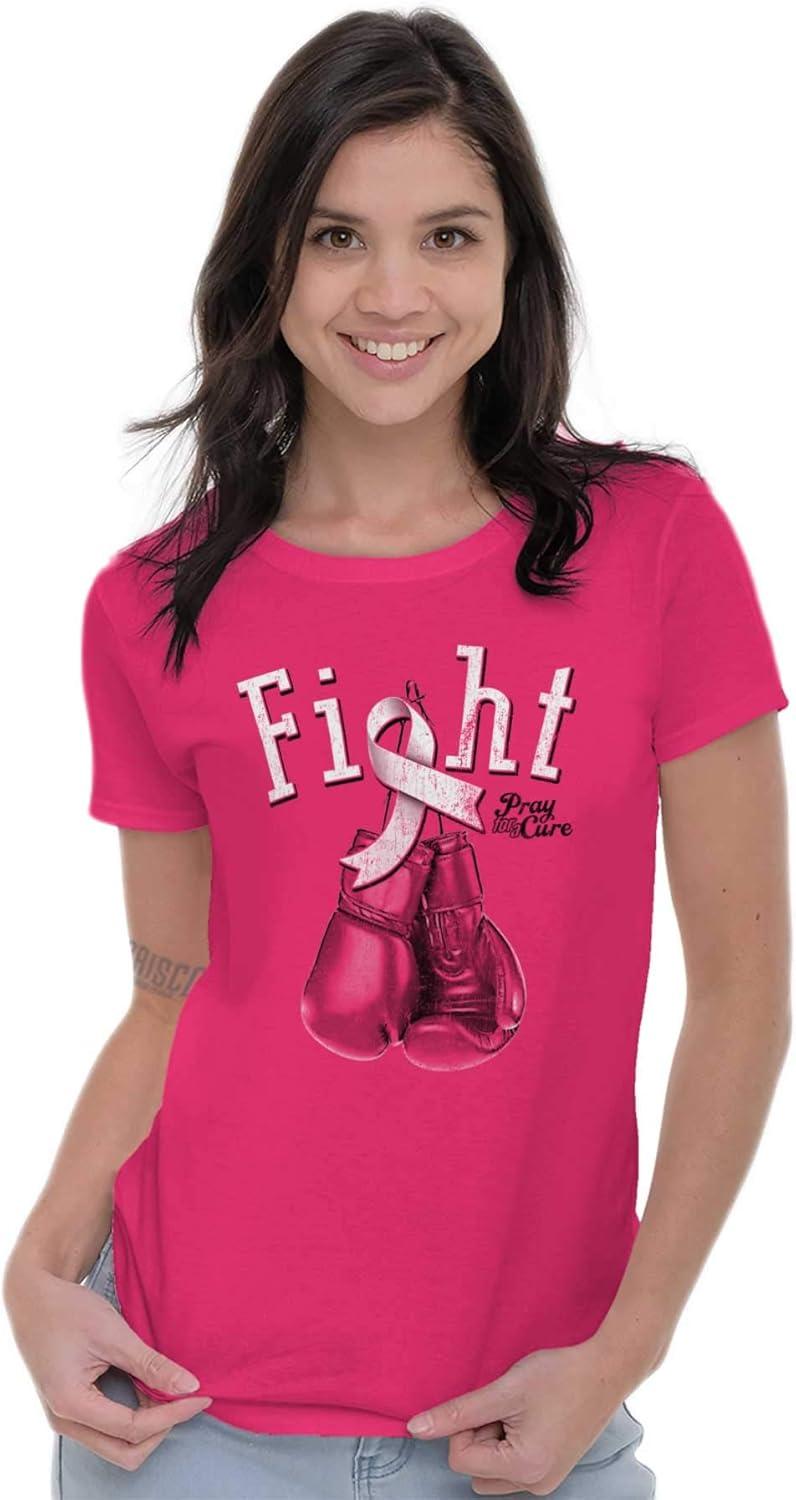 imageFight For A Cure Pray For A Cure Breast Cancer Awareness Ladies Tee Pink Large