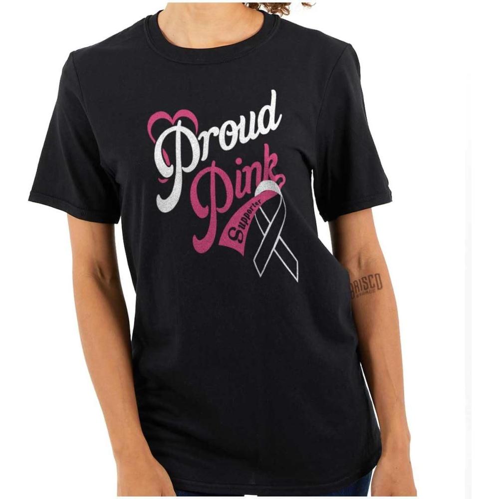 imageProud Pink Breast Cancer Supporter Womens Graphic T Shirt TeesBlack