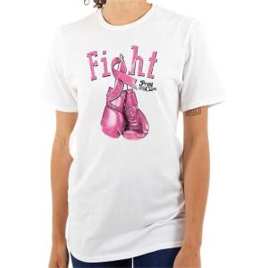 Fight Boxing Breast Cancer Warrior Womens Graphic T Shirt Tees(White)