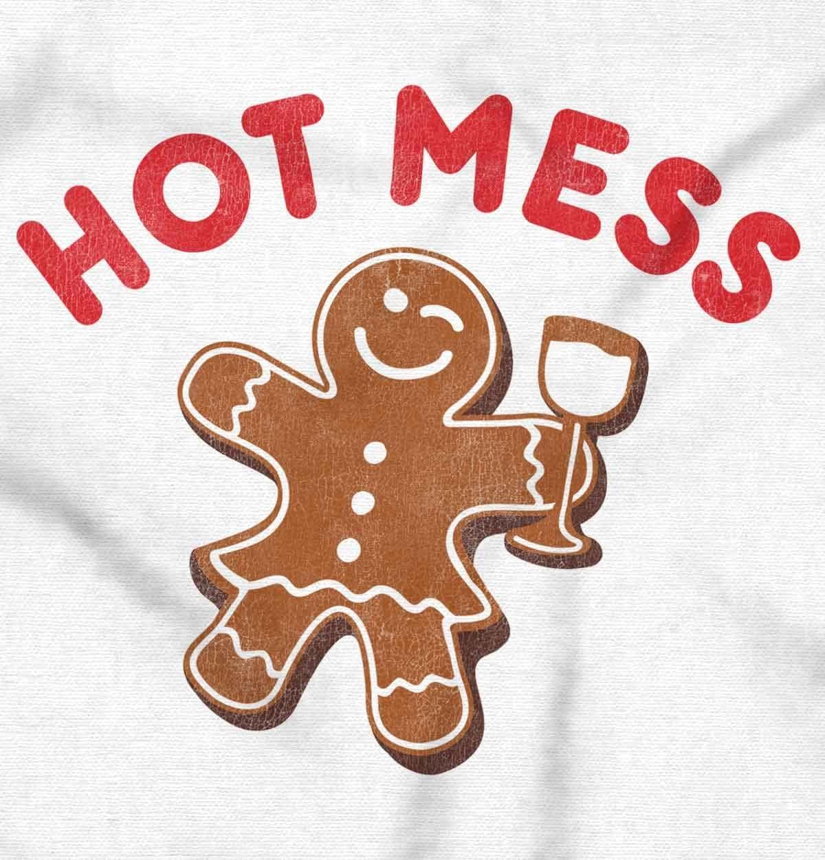 imageBrisco Brands Christmas Wino Hot Mess Gingerbread Hoodie Sweatshirt WomenWhite