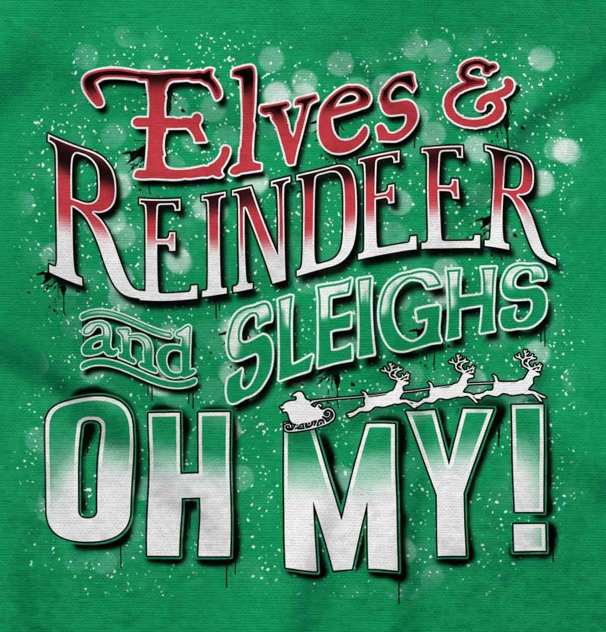 imageXmas Elves Reindeer Sleighs Oh My Graphic T Shirt Men or Women Irish Green