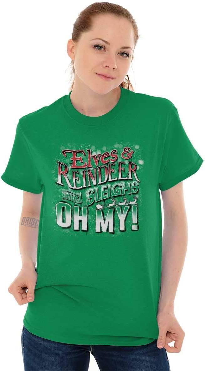 imageXmas Elves Reindeer Sleighs Oh My Graphic T Shirt Men or Women Irish Green