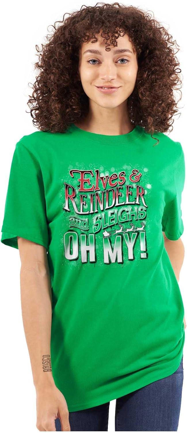 imageXmas Elves Reindeer Sleighs Oh My Graphic T Shirt Men or Women Irish Green