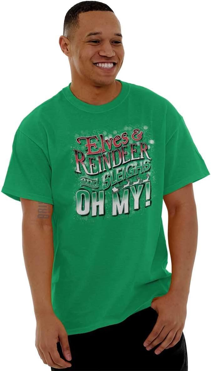 imageXmas Elves Reindeer Sleighs Oh My Graphic T Shirt Men or Women Irish Green