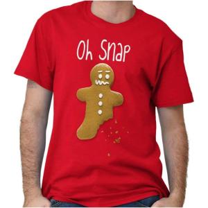 Christmas Oh Snap Gingerbread Graphic T Shirt Men or Women(Red)