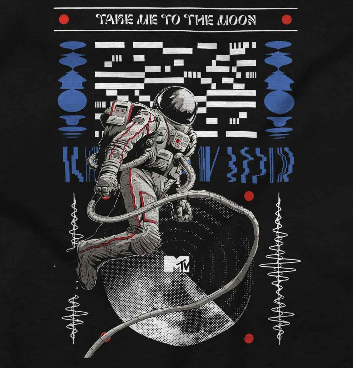 imageBrisco Brands MTV Logo Spaceman Take Me to the Moon Baby Romper Boys or GirlsBlack