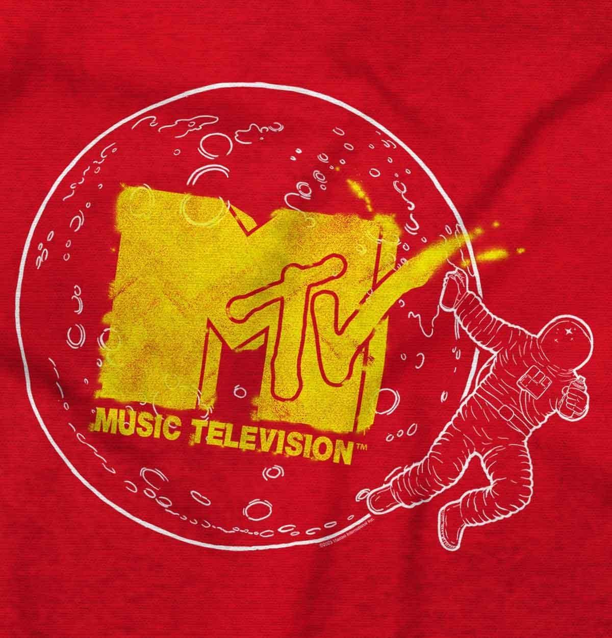 imageBrisco Brands Retro MTV Logo Moon Man Graffiti Baby Romper Boys or GirlsRed