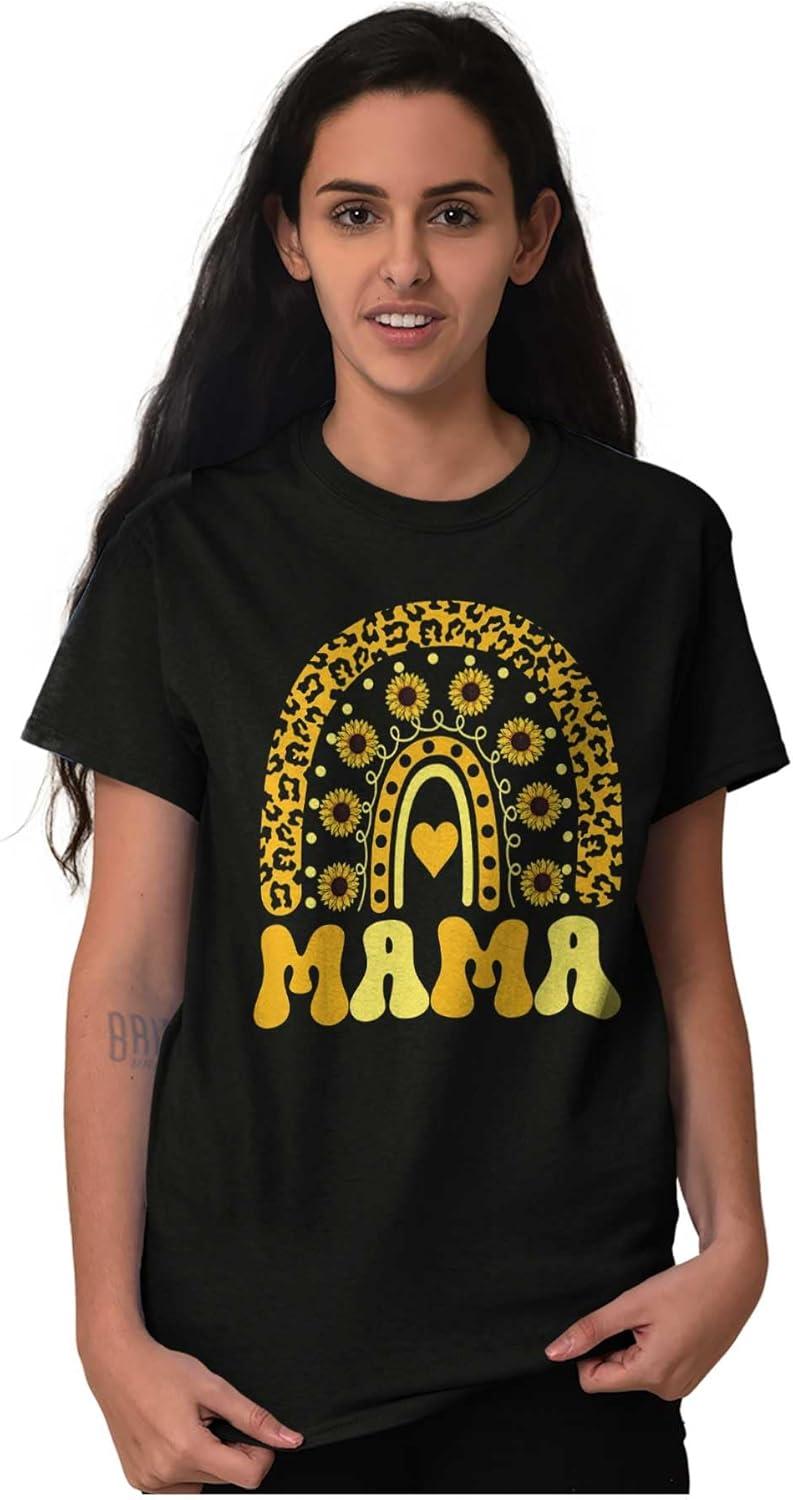 imageMothers Day Funny Mom Floral Mama Graphic Tee Shirt for WomenBlack Sunflower Mama