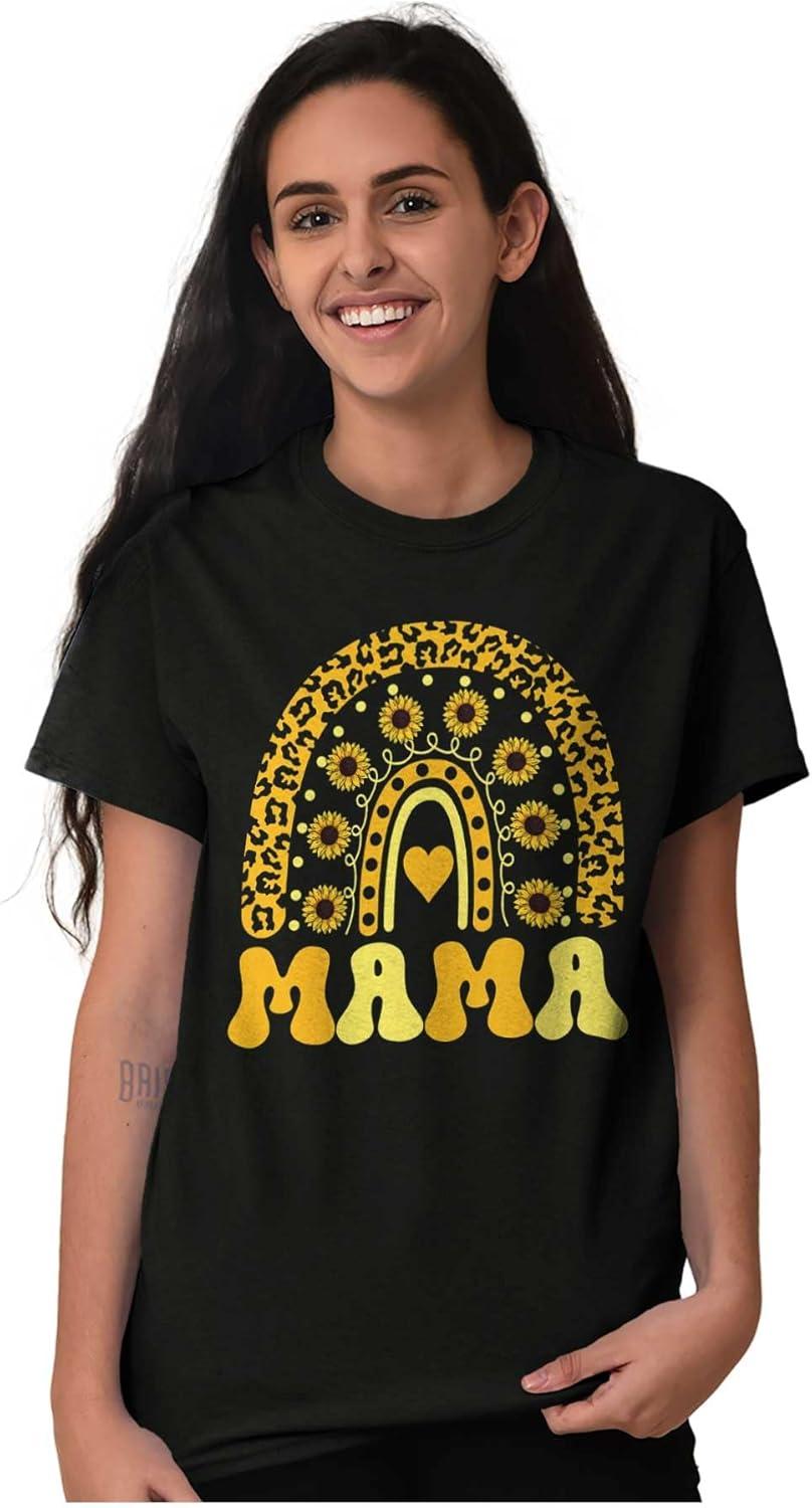 imageMothers Day Funny Mom Floral Mama Graphic Tee Shirt for WomenBlack Sunflower Mama