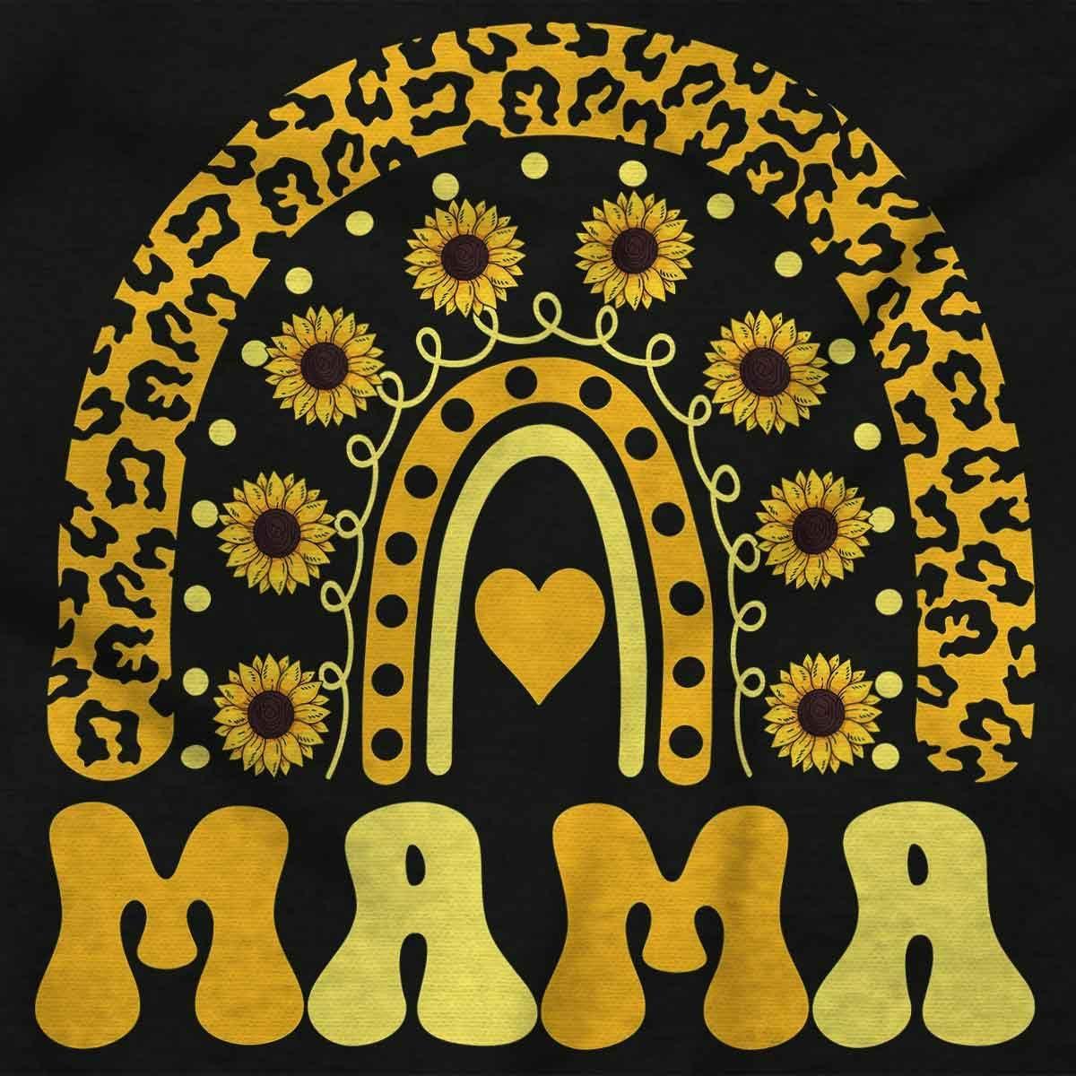 imageMothers Day Funny Mom Floral Mama Graphic Tee Shirt for WomenBlack Sunflower Mama