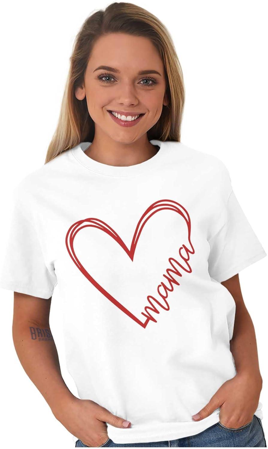 imageMothers Day Funny Mom Floral Mama Graphic Tee Shirt for WomenWhite Mama Heart