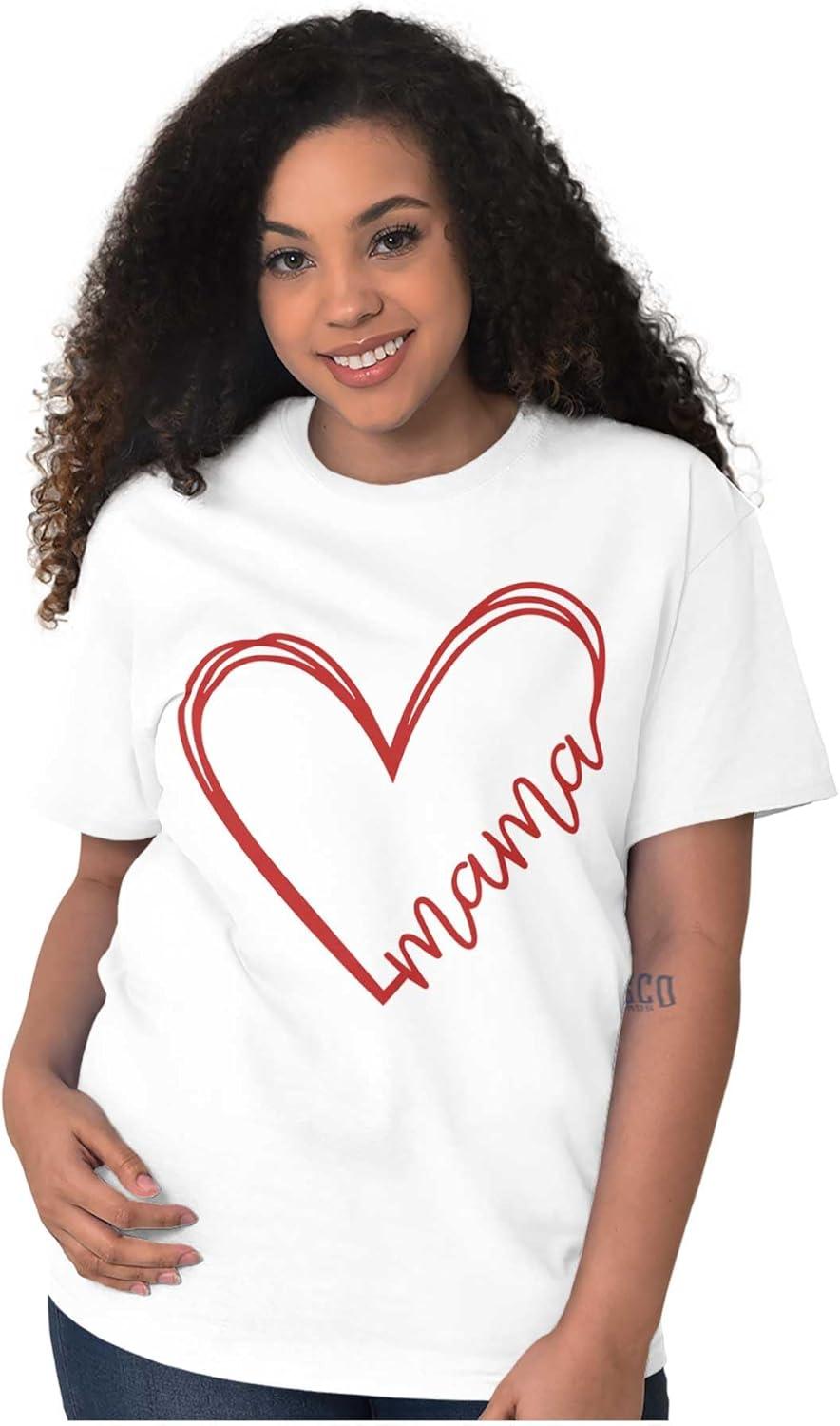 imageMothers Day Funny Mom Floral Mama Graphic Tee Shirt for WomenWhite Mama Heart