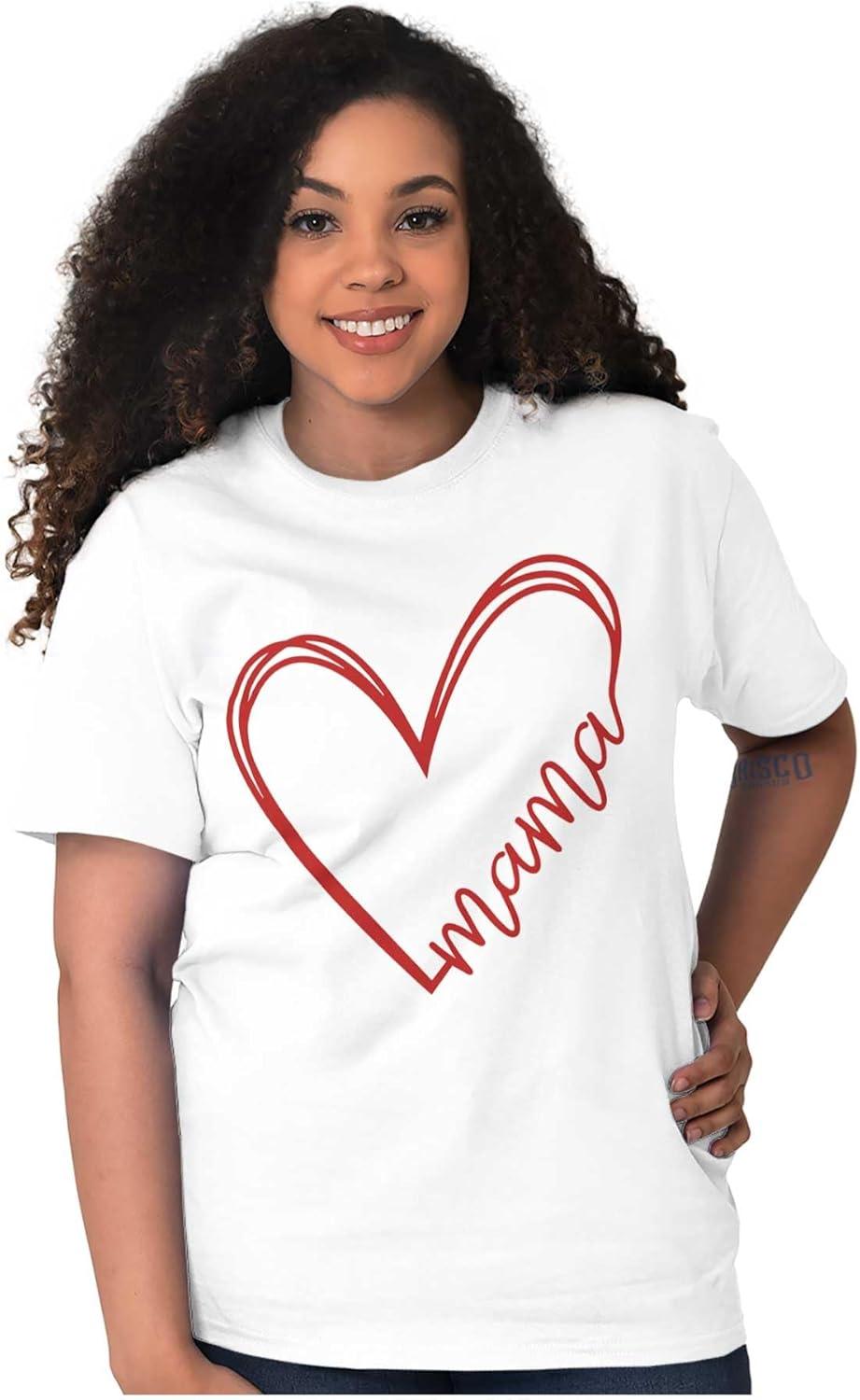 imageMothers Day Funny Mom Floral Mama Graphic Tee Shirt for WomenWhite Mama Heart