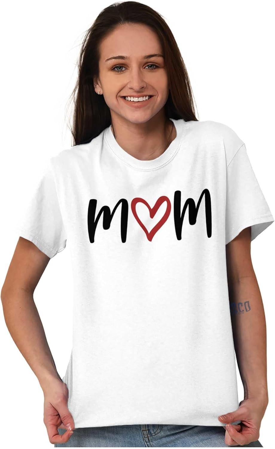 imageMothers Day Funny Mom Floral Mama Graphic Tee Shirt for WomenWhite Mom Heart