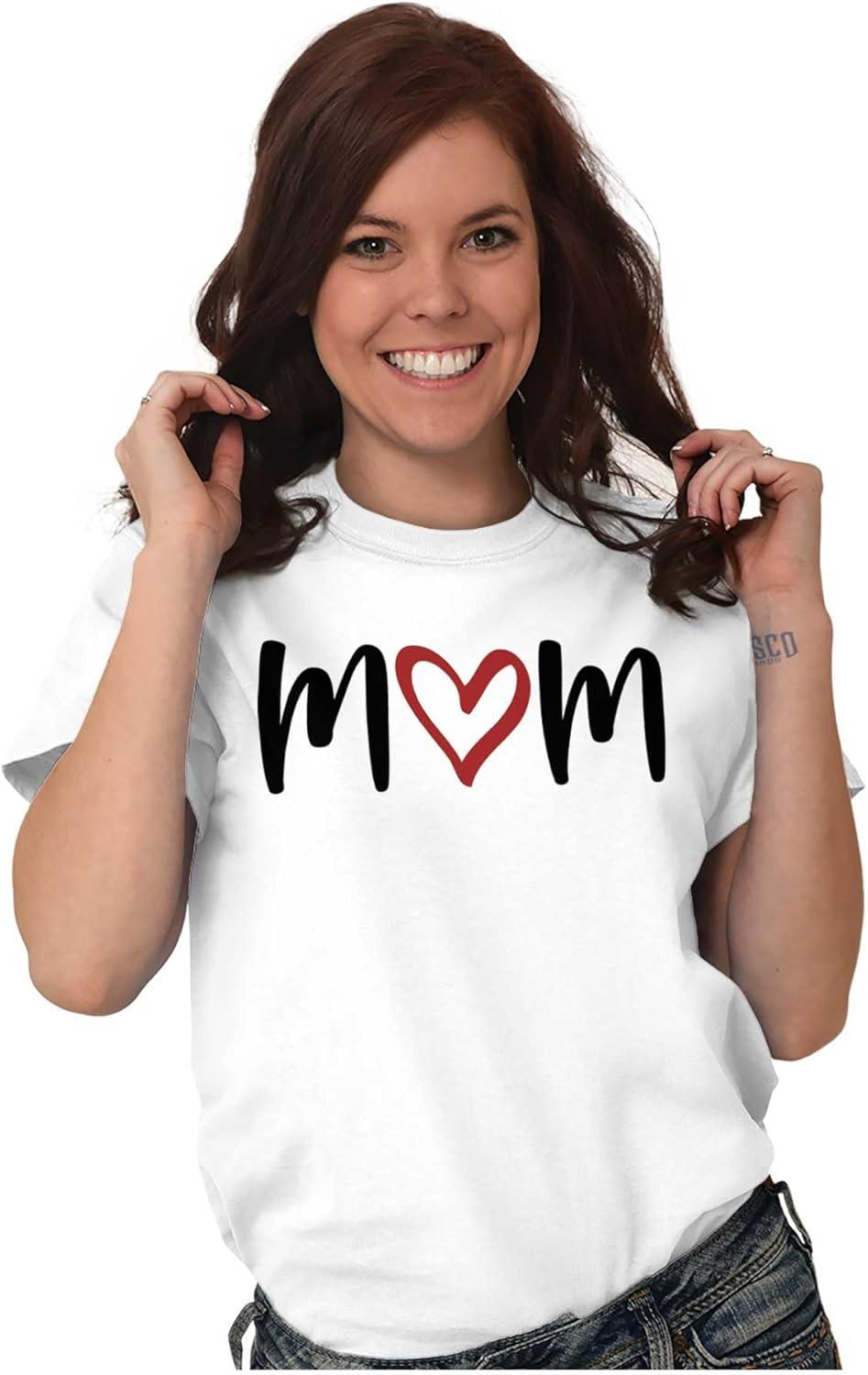 imageMothers Day Funny Mom Floral Mama Graphic Tee Shirt for WomenWhite Mom Heart