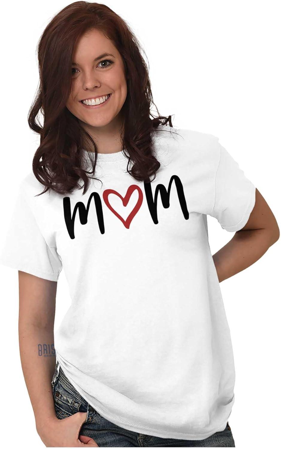 imageMothers Day Funny Mom Floral Mama Graphic Tee Shirt for WomenWhite Mom Heart