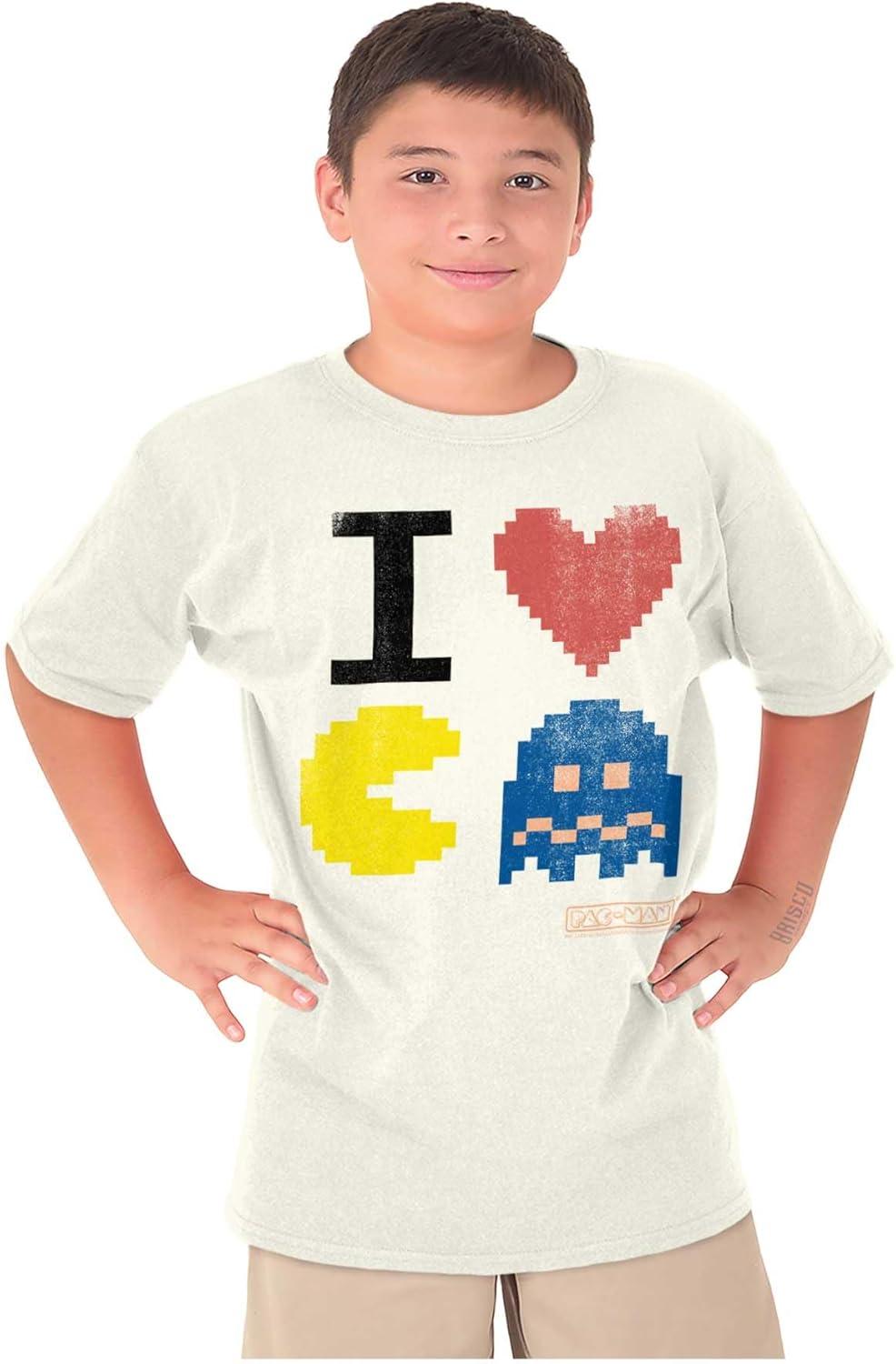 imagePixelized Retro Game I Heart Pacman Crewneck T Shirts Boy Girl
