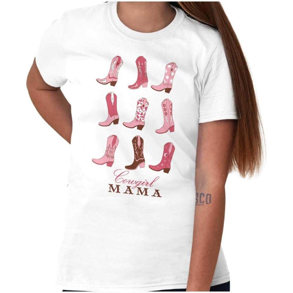 imageMothers Day Funny Mom Floral Mama Graphic Tee Shirt for WomenWhite Cowgirl Mama